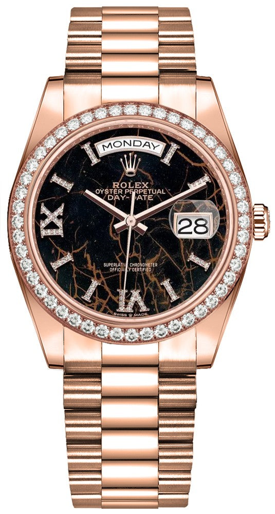 Rolex Day-Date 36 Black Eisenkiesel Dial Unisex Watch 128345RBR-0044