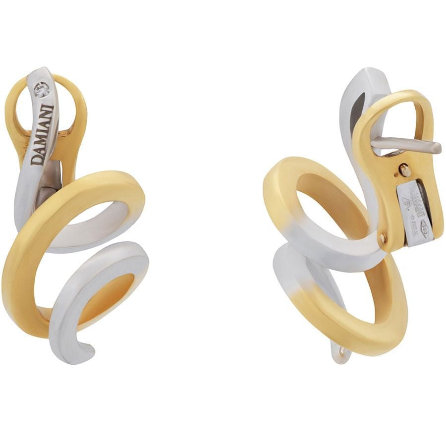 Damiani Earrings, .02 Carat Diamonds on 18k White & Yellow Gold