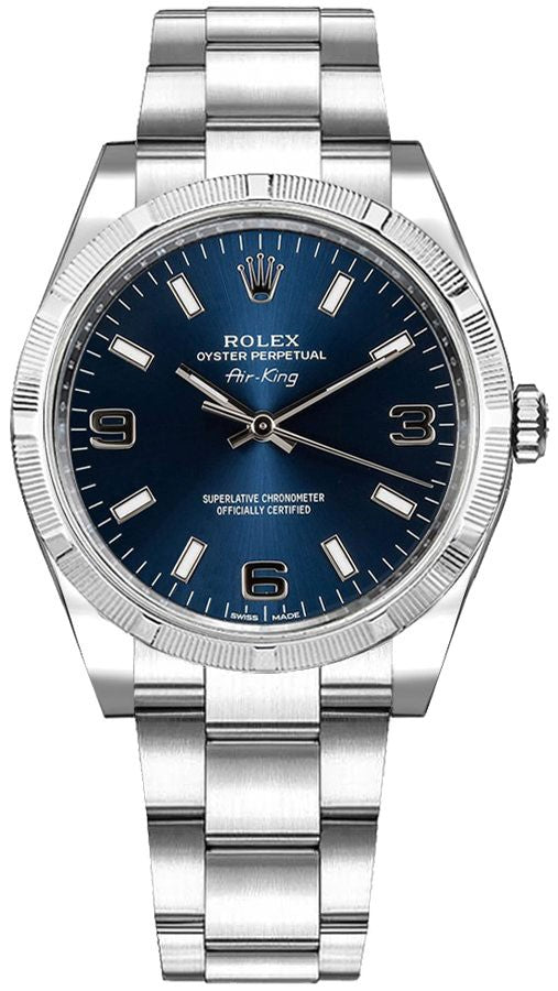 Rolex Oyster Perpetual Air-King Blue Dial Women's Watch 114210