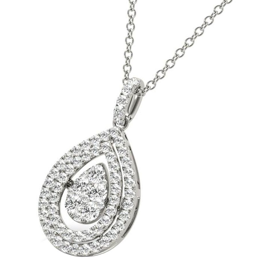 Diamond Triple Pear Pendant, .63 Carat on Solid 18k White Gold P21957W