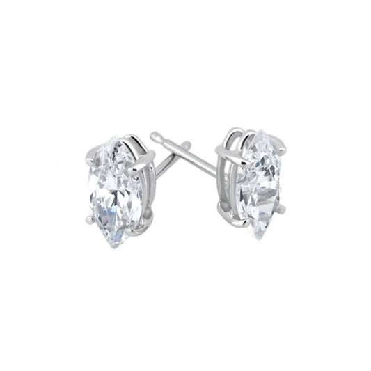 Marquise Diamond Stud Earrings, 0.25 Carat on Solid 14k White Gold