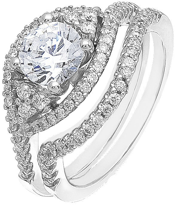 Diamond Wedding Ring Set, .50 Carat Diamonds on 14k White Gold RWG110