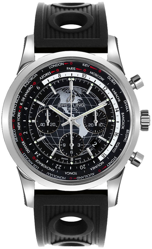 Breitling Transocean Chronograph Unitime Black Dial Men's Watch AB0510U4/BE84-201S