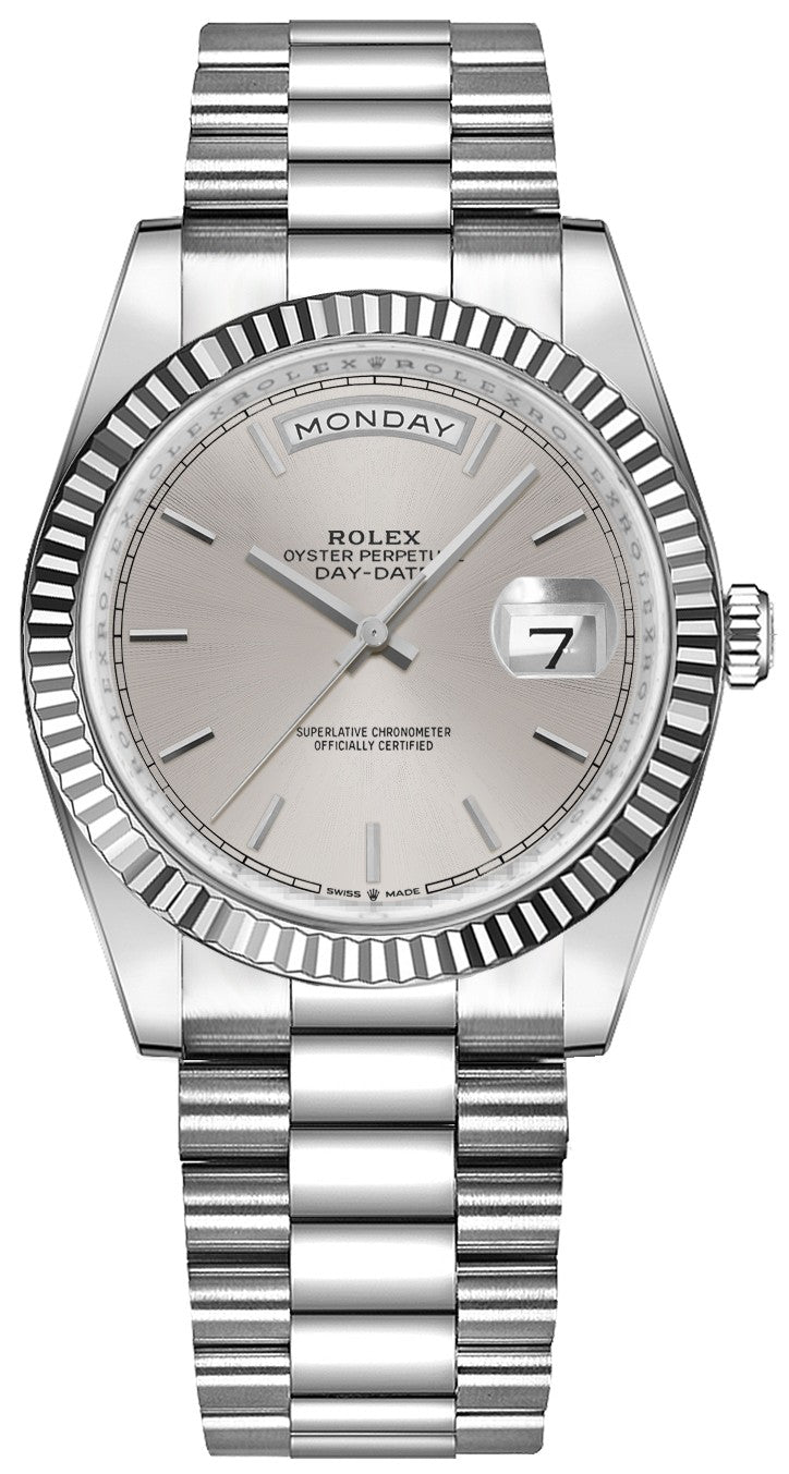 Rolex Day-Date 36 18k White Gold Women's Watch 128239-0005