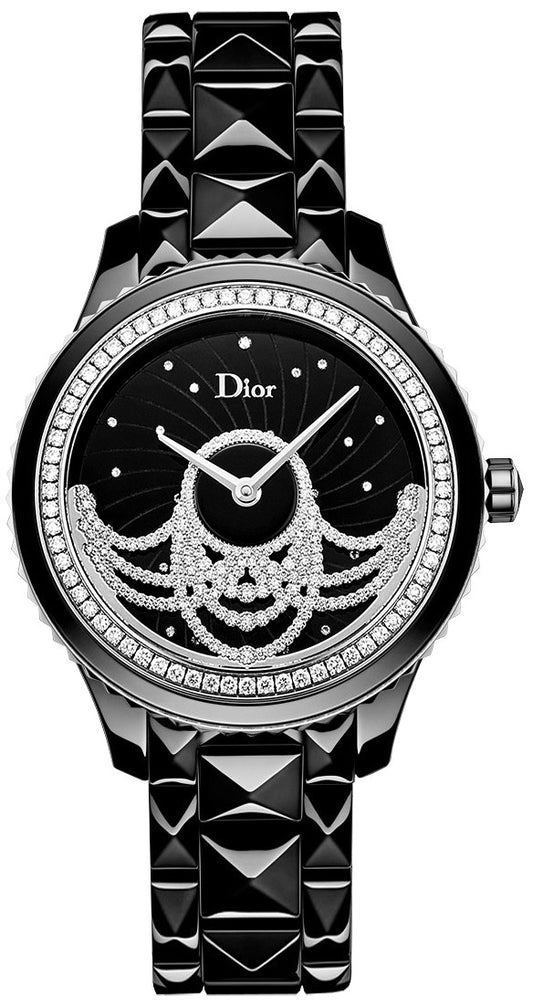 Christian Dior VIII Grand Bal Black Ceramic Diamond Women's Watch CD124BE1C001