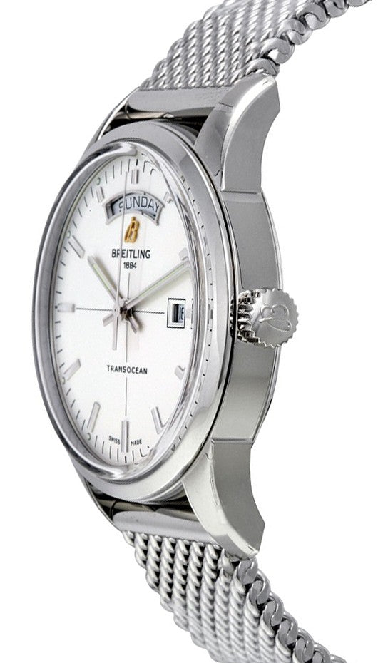 Breitling Transocean Day Date Silver Dial 43mm Men's Watch A45310121G1A1