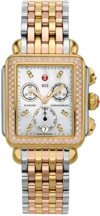 Michele Deco Diamond Tri-Tone Women's Watch MWW06P000077