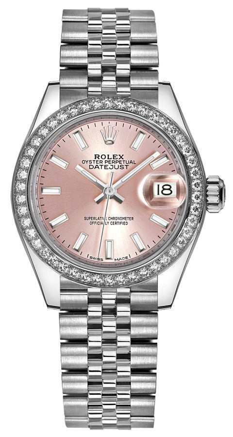 Rolex Lady-Datejust 28 Pink Dial Diamonds Women's Watch 279384RBR-0001