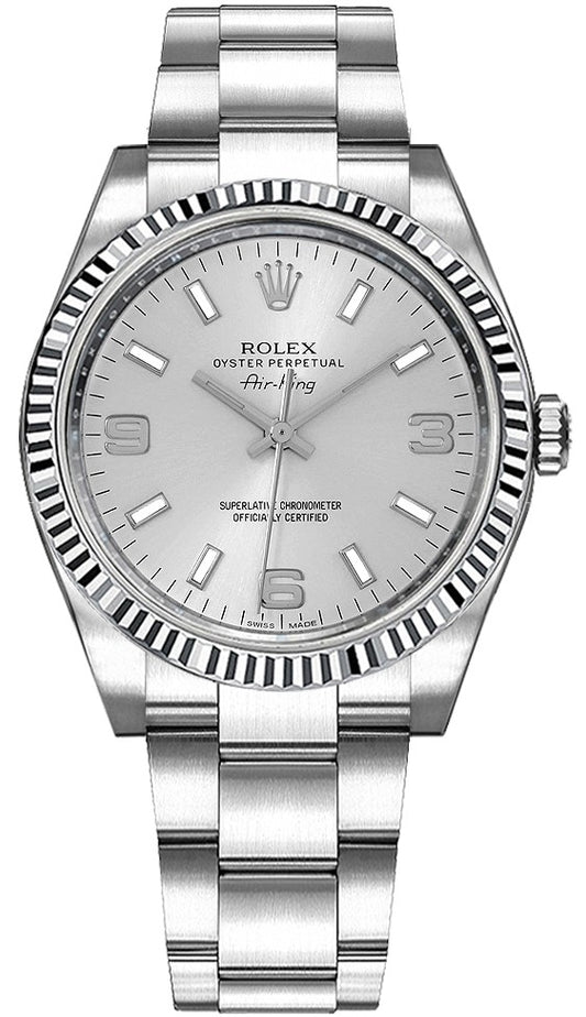 Rolex Oyster Perpetual Air-King Silver Dial Women's Swiss Watch 114234