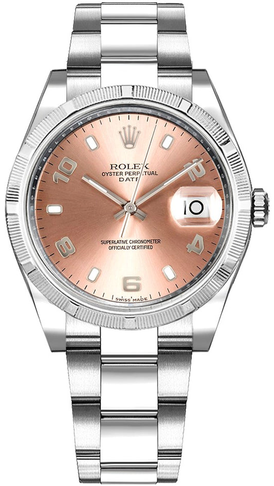 Rolex Oyster Perpetual Date 34 Pink Dial Watch 115234