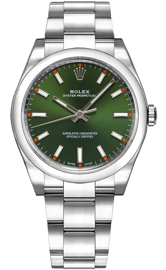Rolex Oyster Perpetual 34 Green Dial Luxury Watch 114200-0021