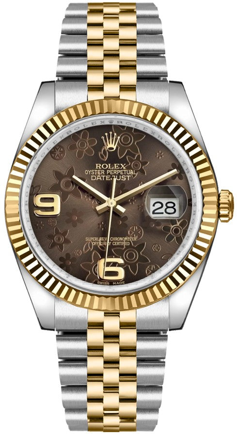 Rolex Datejust 36 Bronze Floral Dial Watch 116233-0213