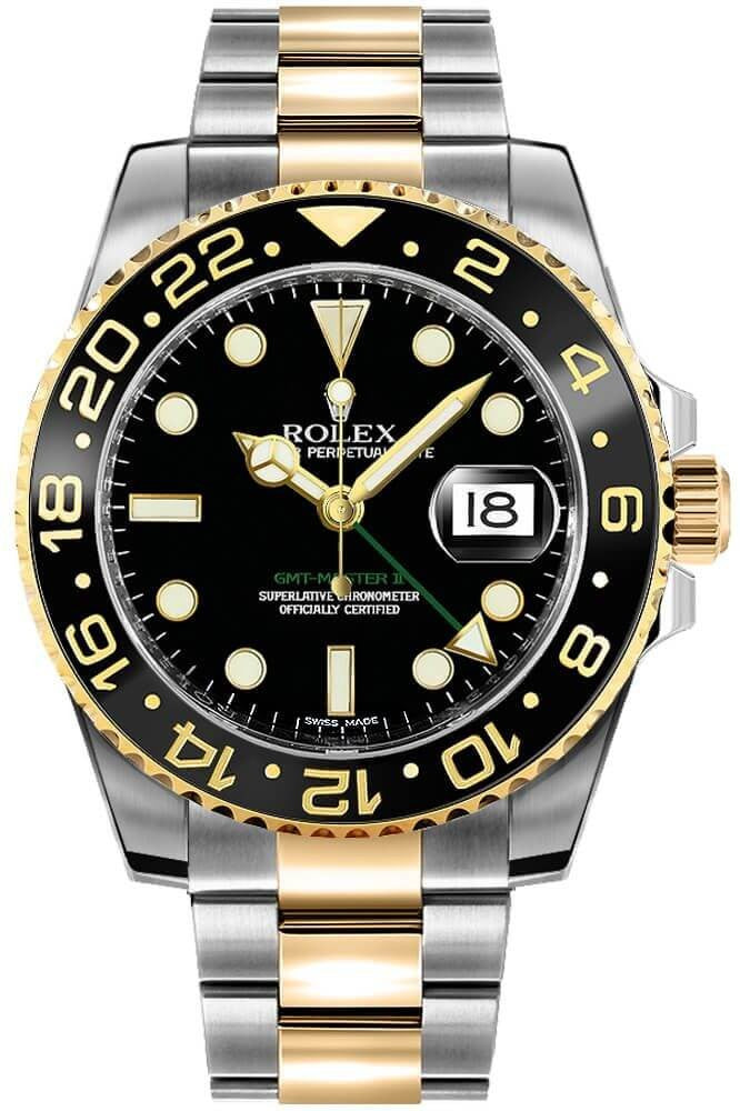 Rolex GMT-Master II Two Tone Black Dial Men's Watch 116713LN-0001