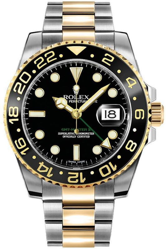 Rolex GMT-Master II Two Tone Black Dial Men's Watch 116713LN-0001