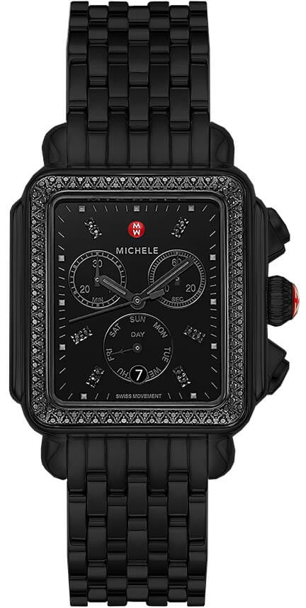 Michele Deco XL Noir Diamond Chronograph Women's Watch MWW06Z000039
