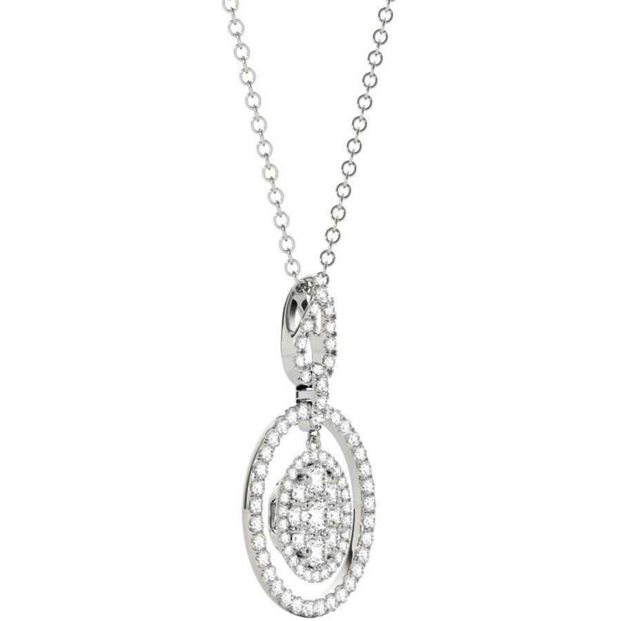 Diamond Pendant, 1.04 Carat on Solid 18k White Gold Women's Necklace P21956W