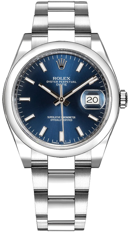 Rolex Oyster Perpetual Date 34 Blue Dial Watch 115200-0007