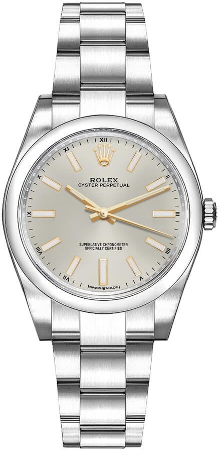 Rolex Oyster Perpetual 34 Silver Dial Women's Watch 124200-0001