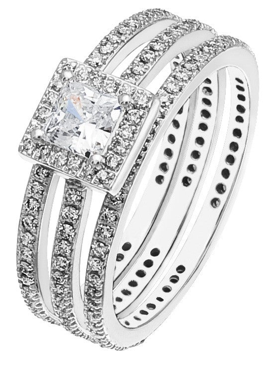 Diamond Wedding Ring Set, .61 Carat Diamonds on 14K White Gold