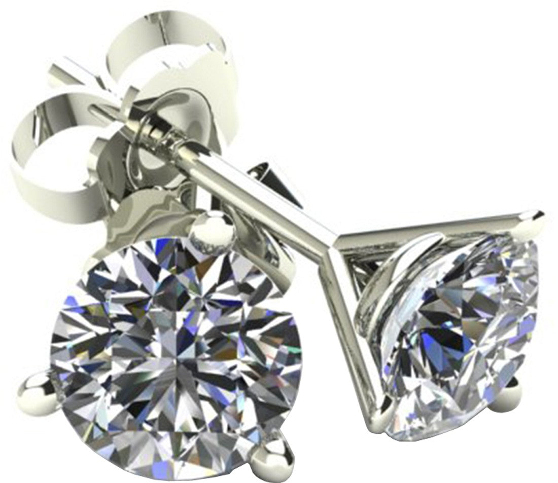 1.25 TCW Diamond Stud White Gold Earrings 3ME125W