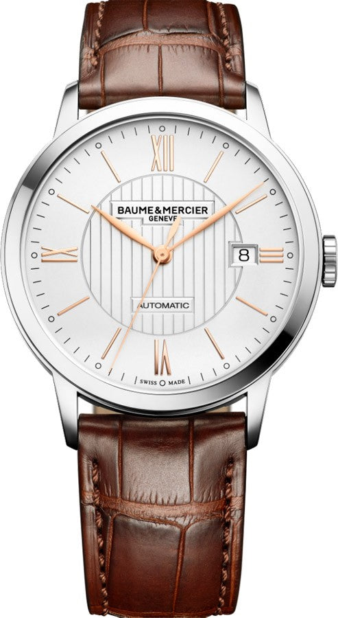 Baume & Mercier Classima White Dial Brown Leather Men's Watch 10263