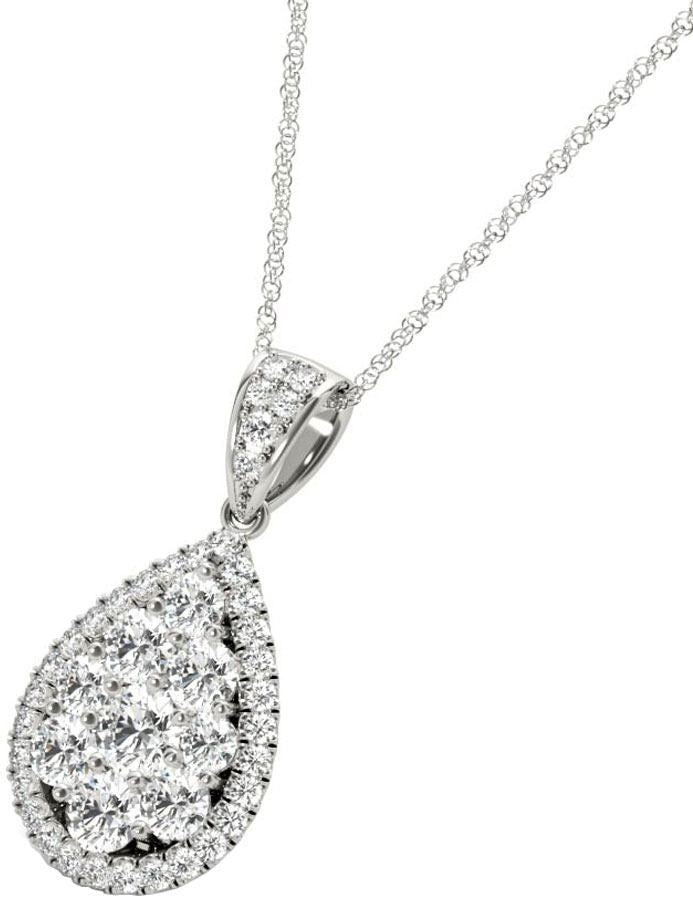 Diamond Oval Pendant, 1.08 Carat on Solid 18k White Gold P20248W
