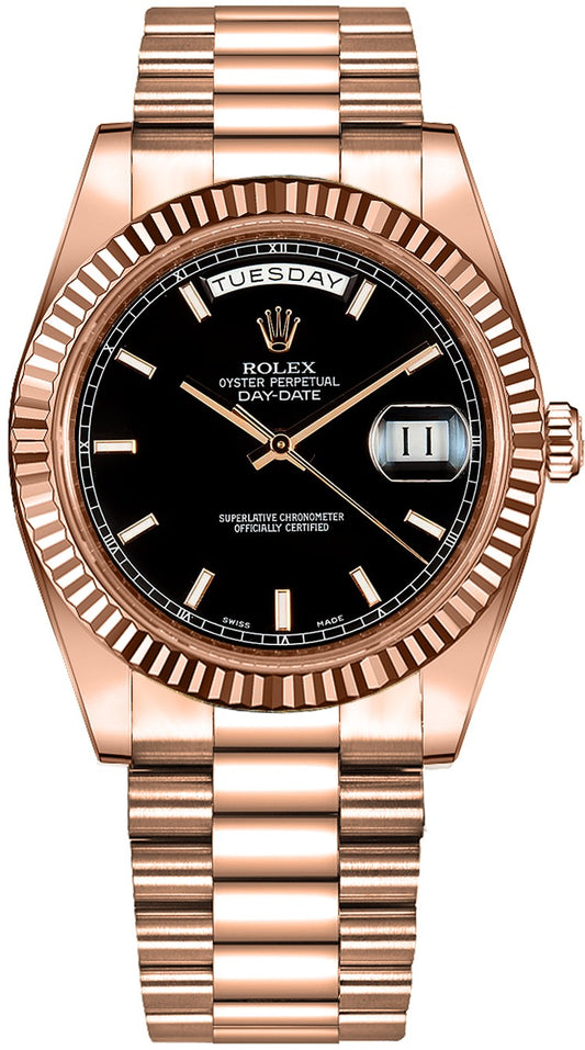 Rolex Day-Date 41 Black Dial Rose Gold Watch 218235