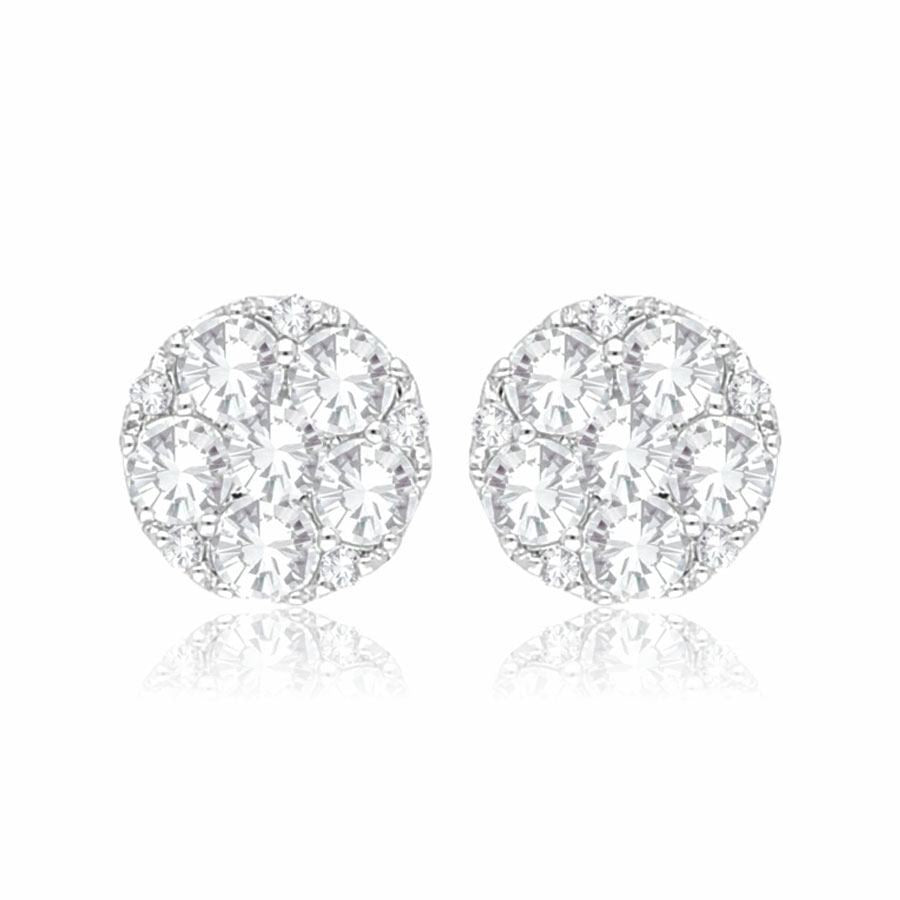 Diamond Cluster Earrings, 0.51 Carat on 14k White Gold ESV153W