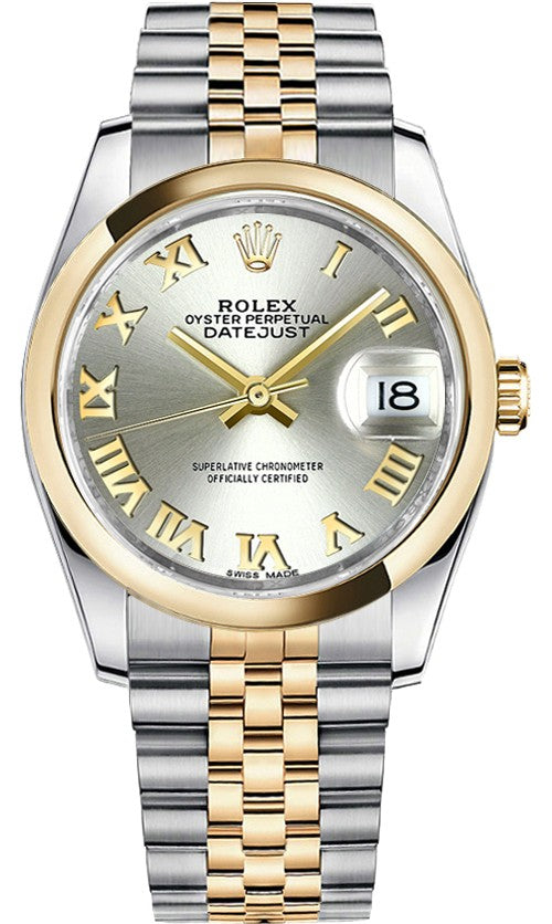 Rolex Datejust 36 Silver Roman Numeral Dial Watch 116203