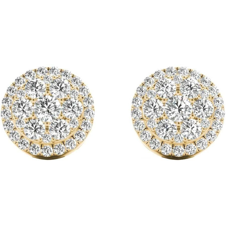 .66 TCW Yellow Gold Diamond Halo Pave Earrings E20233Y