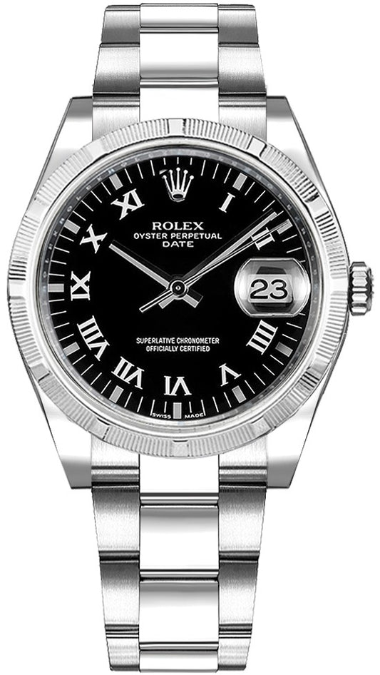 Rolex Oyster Perpetual Date 34 Black Dial Watch 115210