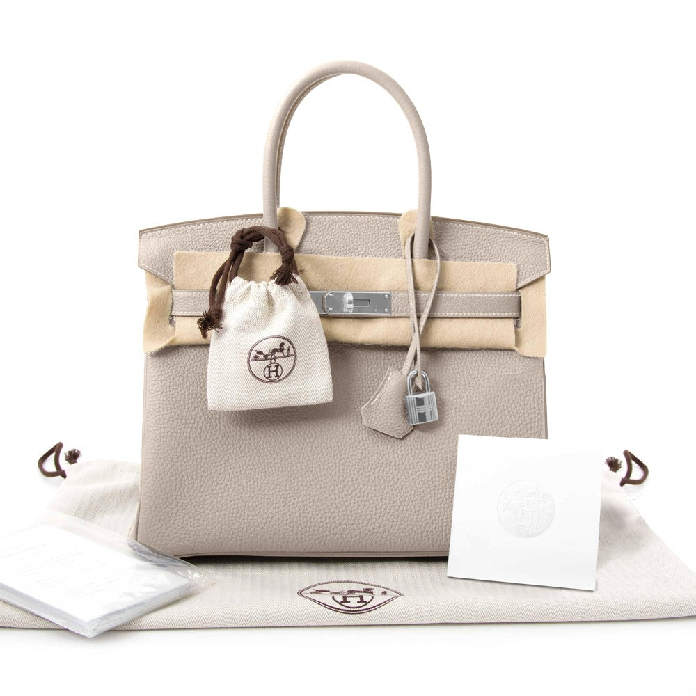 Hermes Togo Birkin 30 Bag Craie Leather Women's