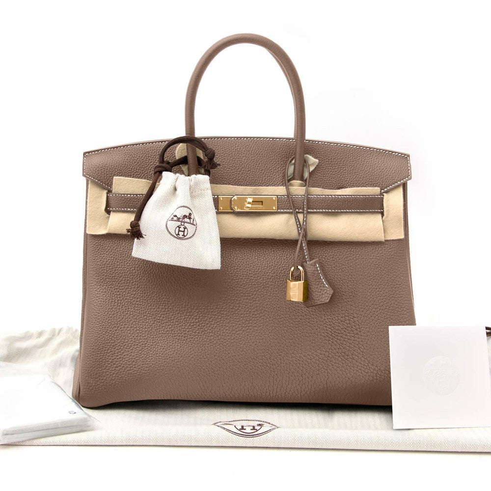 Hermes Birkin Bag 35 Togo Etoupe Women's Purse