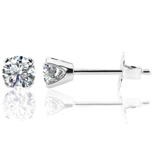 1.5 TCW Diamond Stud Solid 14k White Gold Earrings 3PE150W