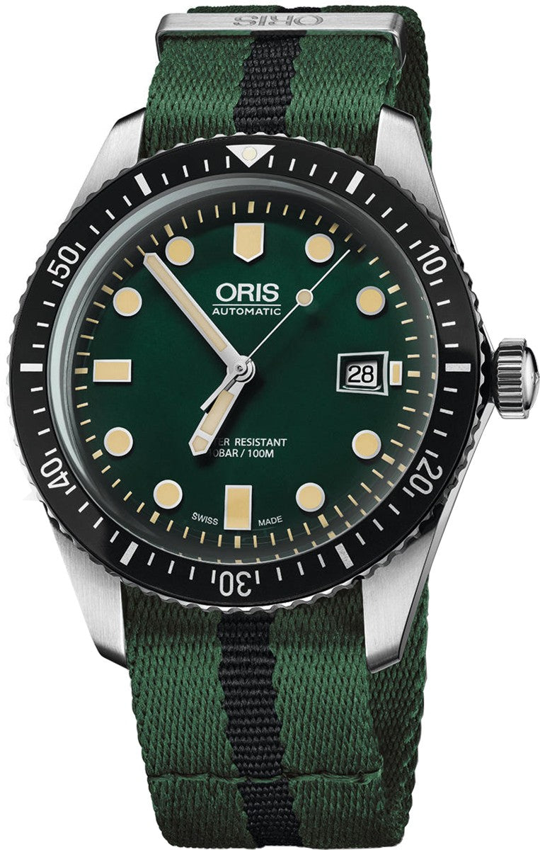 Oris Divers Sixty-Five Green Dial Men's Watch 73377204057FS