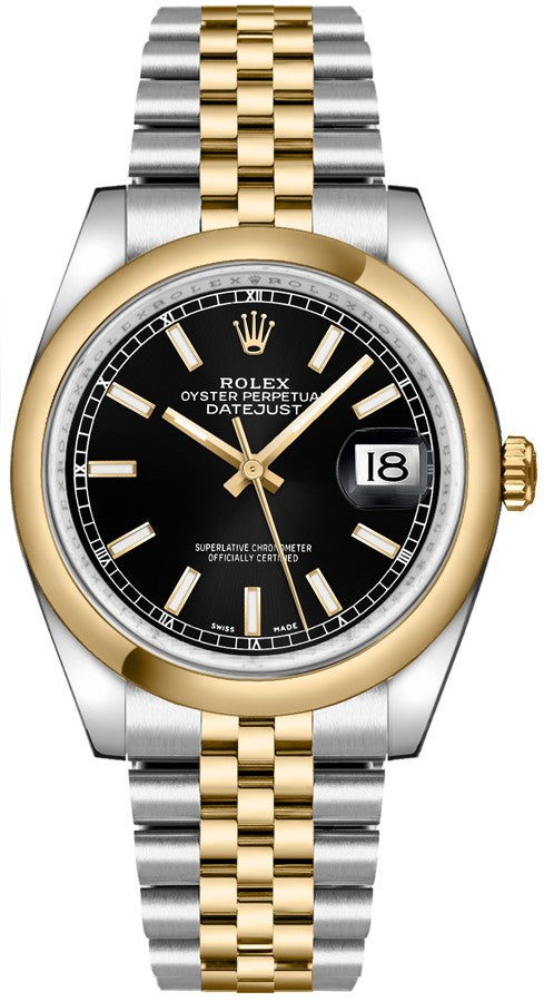 Rolex Datejust 36 Black Dial Jubilee Bracelet Watch 116203-0174