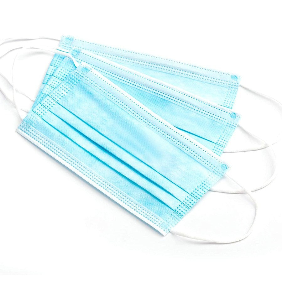 50 Pack of Disposable 3-Ply Breathable Face Masks with Elastic Earloops