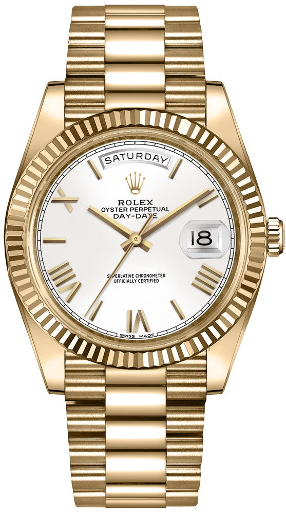 Rolex Day-Date 40 White Dial Gold Men's Watch 228238-0042