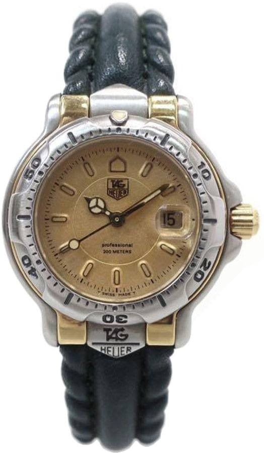 Tag Heuer 6000 Steel Case Black Leather Strap Women's Watch WH1353