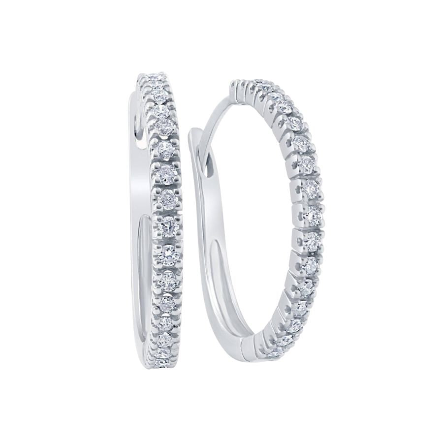 Diamond Hoop Earrings, 0.5 Carat on 10k White Gold