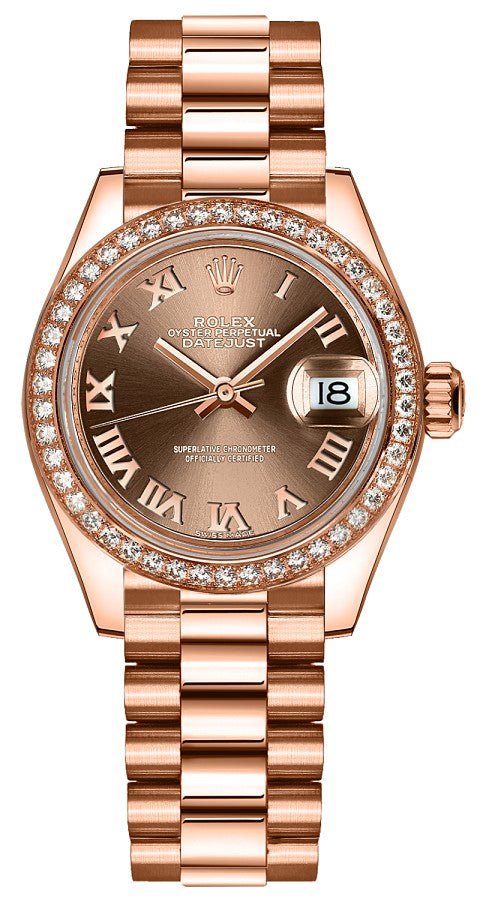 Rolex Lady-Datejust 28 Women's Solid Rose Gold Watch 279135RBR