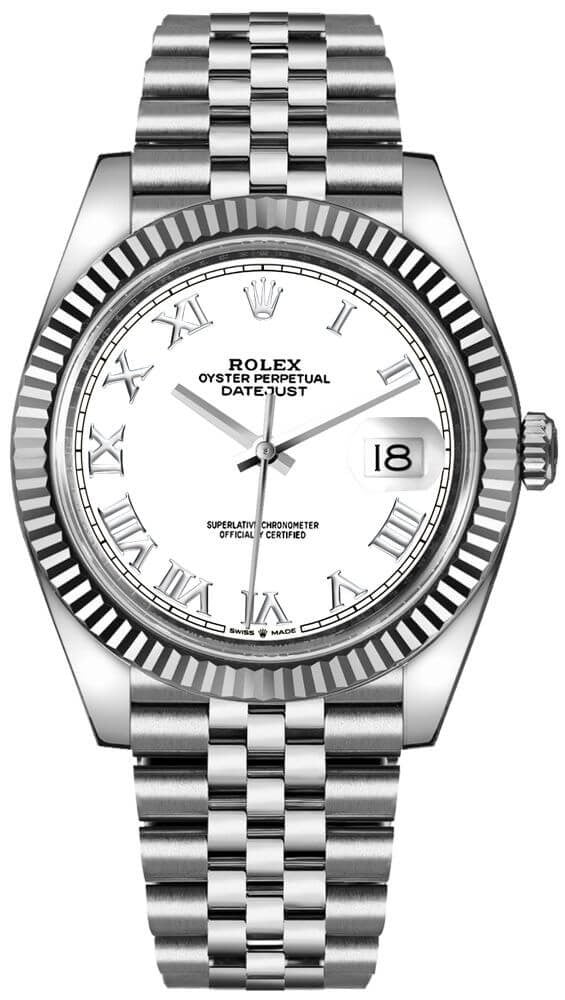 Rolex Datejust 41 White Roman Numeral Dial Men's Watch 126334-0024