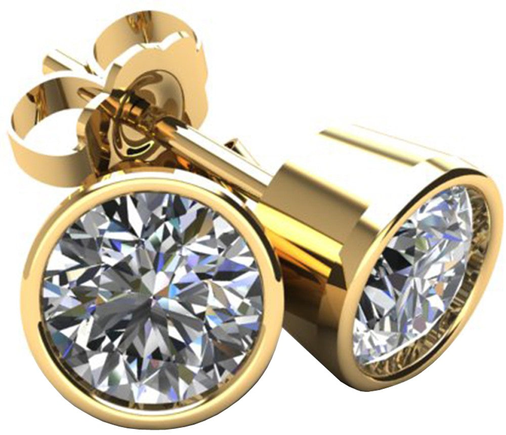 1.0 TCW Diamond Stud Yellow Gold Earrings 3BE100Y