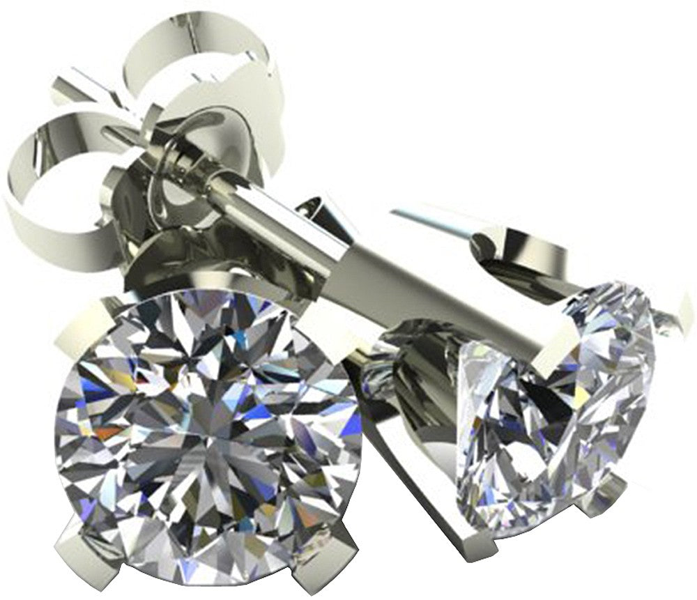 2 TCW Diamond Stud Solid 14k White Gold Earrings 3PE200W