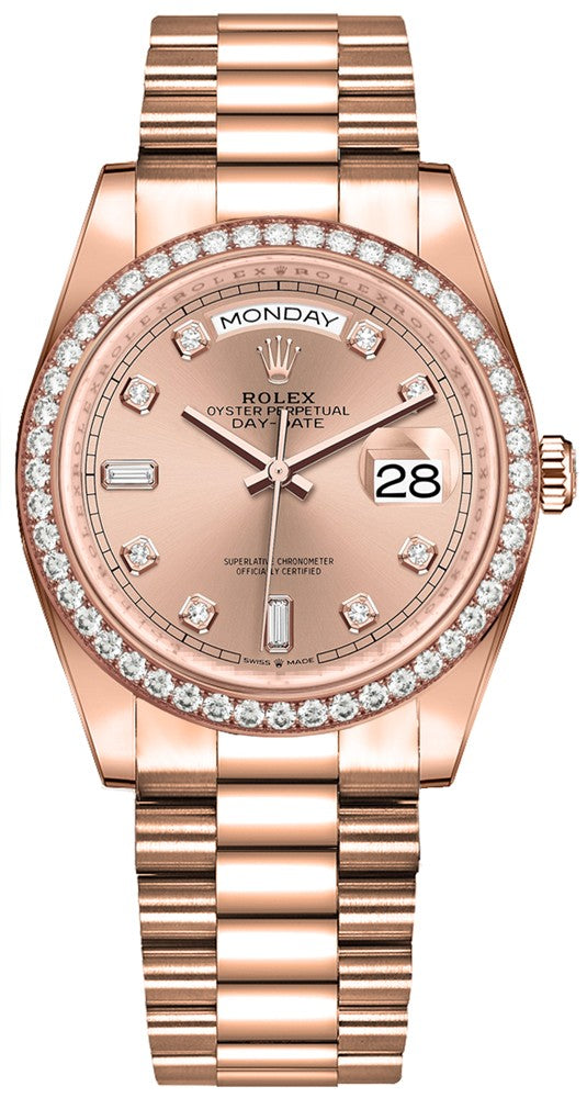 Rolex Day-Date 36 Diamond Bezel Women's Watch 128345RBR-0009