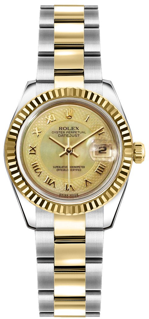 Rolex Lady-Datejust 26 Mother of Pearl Gold & Steel Watch 179173