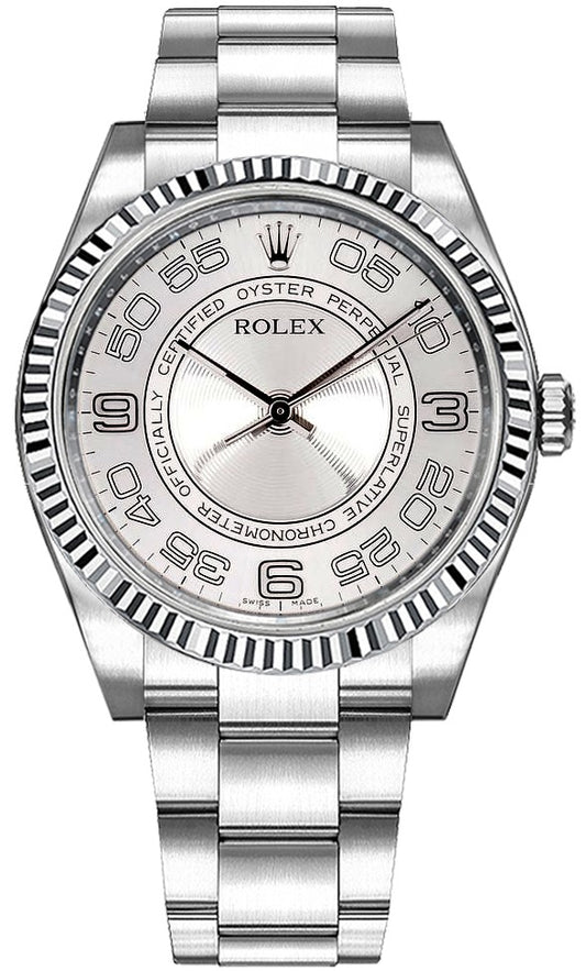 Rolex Oyster Perpetual 36 Silver Dial Fluted Bezel Watch 116034