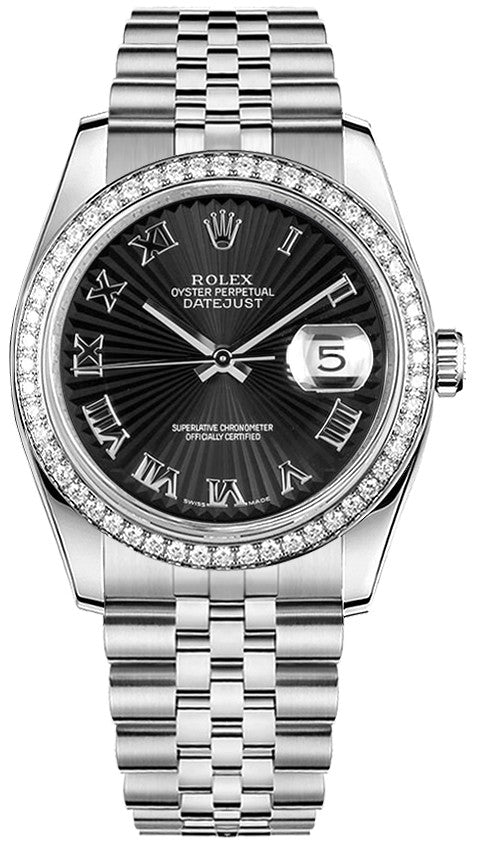Rolex Datejust 36 Diamond Bezel Black Watch 116244
