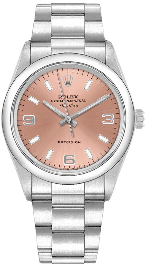 Rolex Oyster Perpetual 34 Air King Pink Dial Automatic Unisex Watch 14000