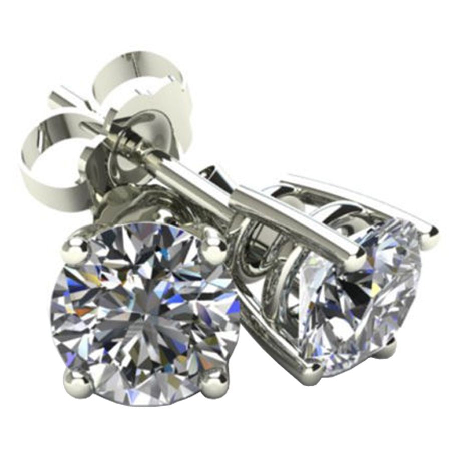 Diamond Stud Basket Earrings, 0.33 Carat on Solid 14k White Gold